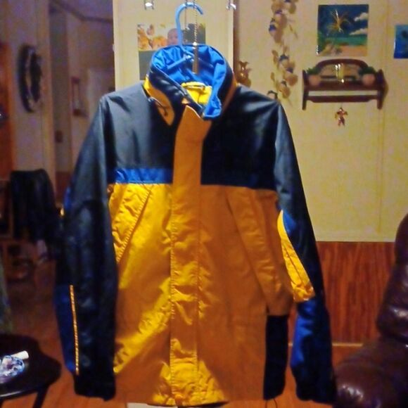 Round Tree & York Y2K  Windbreaker Yellow & Blue  Sportwear Packable Jacket‎ M - Picture 1 of 12